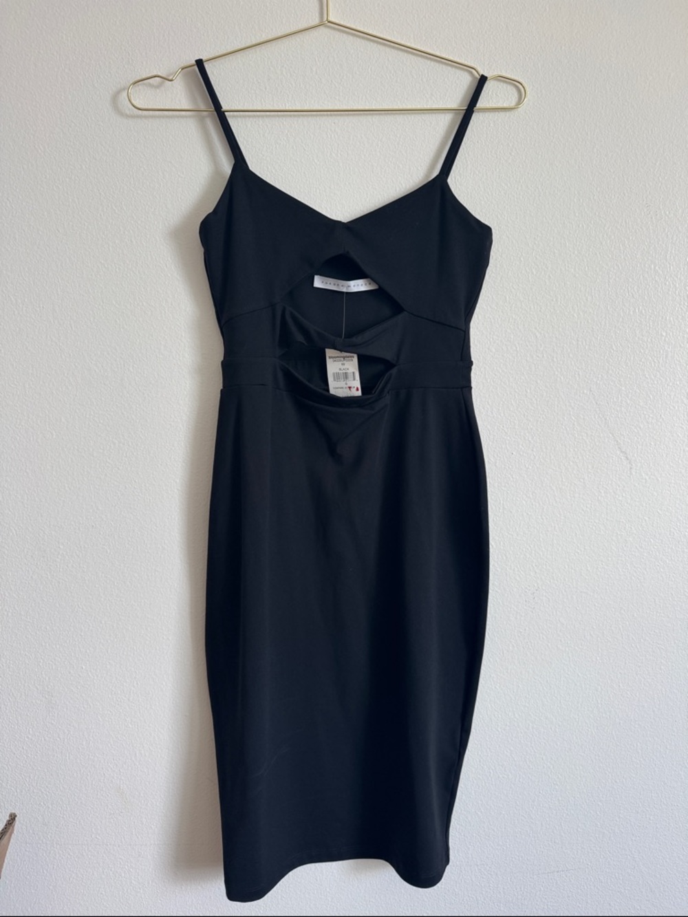 Susana Monaco Black Midi Dress with Front Cutouts